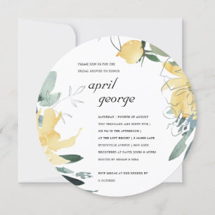 CLEAN YELLOW GREEN FLORAL BRAUTPARTY EINLADEN DANKESKARTE