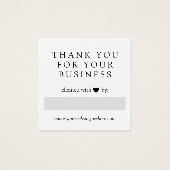 Cleaned With Love Grey Heart Thank You Business (Vorderseite)