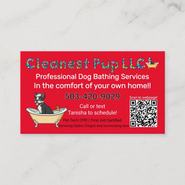Cleanest Pup LLC Business Card Visitenkarte (Vorderseite)