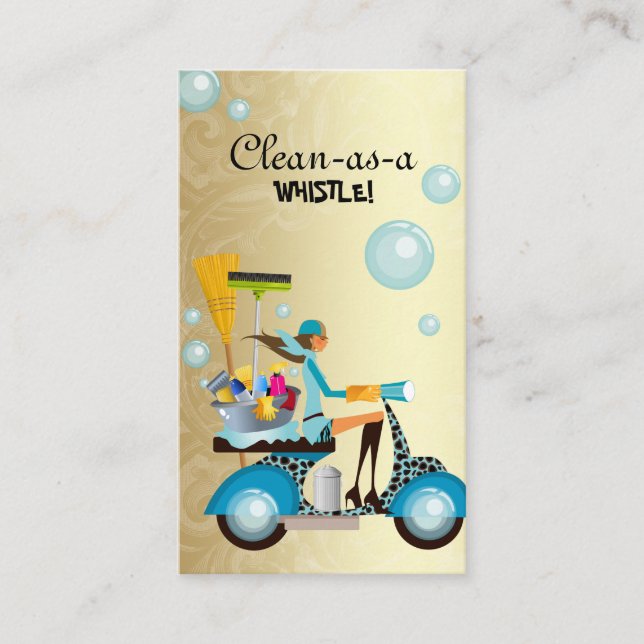 Cleaning Business Card Scooter Gold Visitenkarte (Vorderseite)