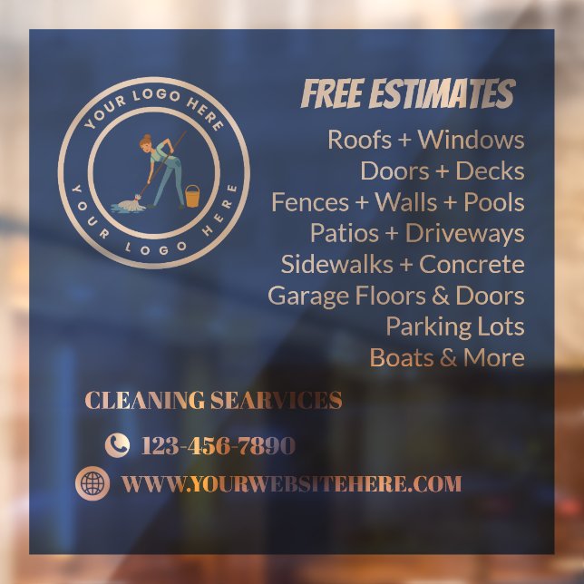 Cleaning Company | Custom Logo Cleaning Service Fensteraufkleber (Blatt 2)