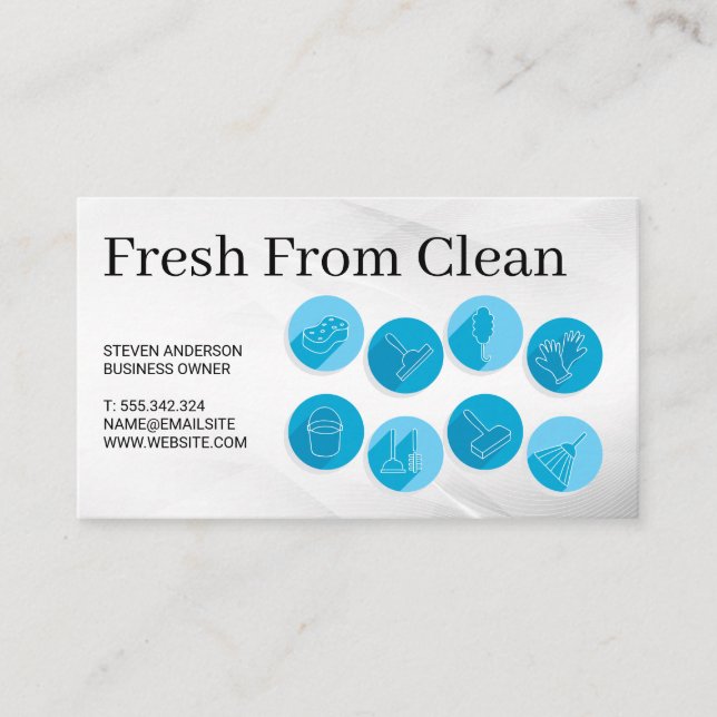 Cleaning Icons | Maid Janitorial Services Visitenkarte (Vorderseite)