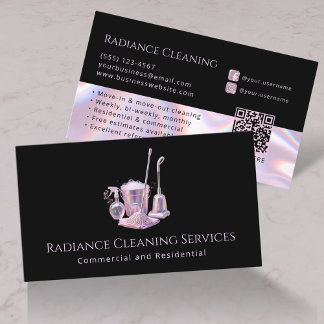 Cleaning Services Supplies Modern QR Code Visitenkarte