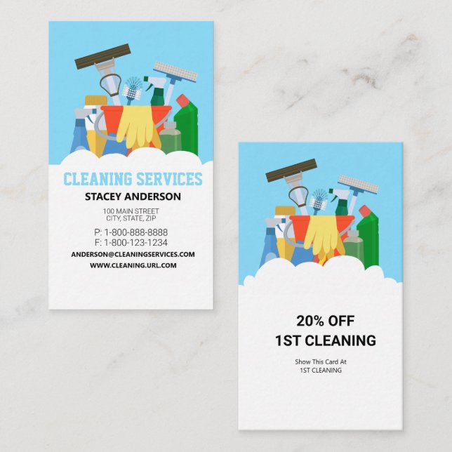 Cleaning Services  Visitenkarte (Vorne/Hinten)
