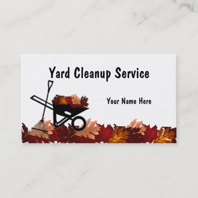 Cleanup Herbst Verlass Raking Service Business Car Visitenkarte (Vorderseite)