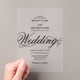 Clear Acrylic Elegant Classic Luxury Wedding Acryleinladungen