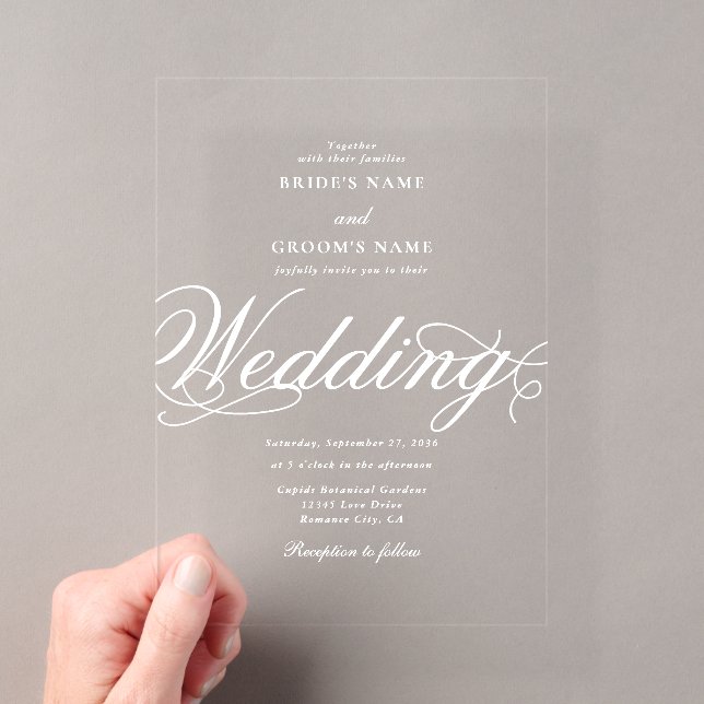 Clear Acrylic Elegant Klasse Luxus White Wedding Acryleinladungen (Insitu (Handheld))