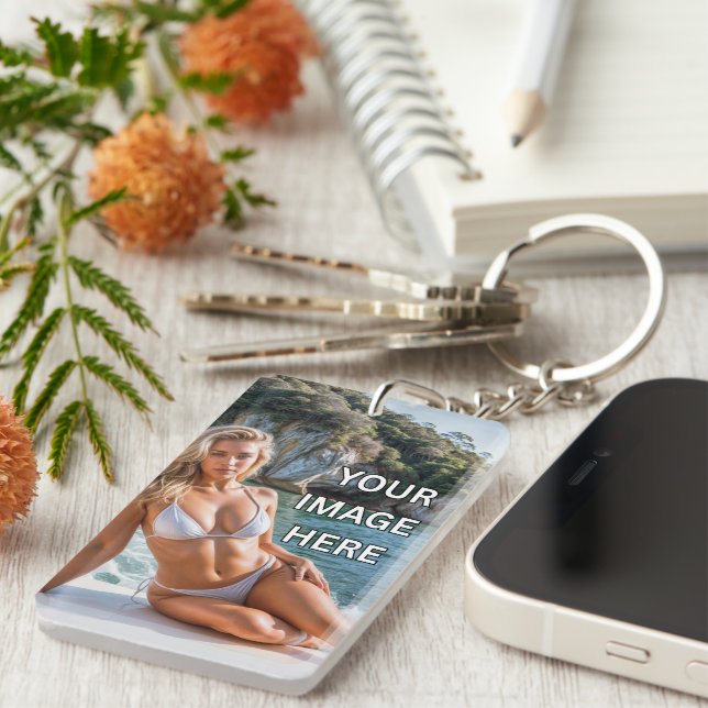 CLEAR! 🔑 Acrylic Keychain – Add Image or Text (Devant droit)