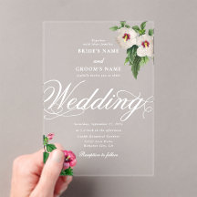 Clear Acrylic Tropical Hibiskus Wedding
