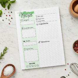 Clear Blank Full Page Recipe Papers | Personalized Notizblock