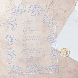Clear Blue Botanical Wedding Akryllic Einladung