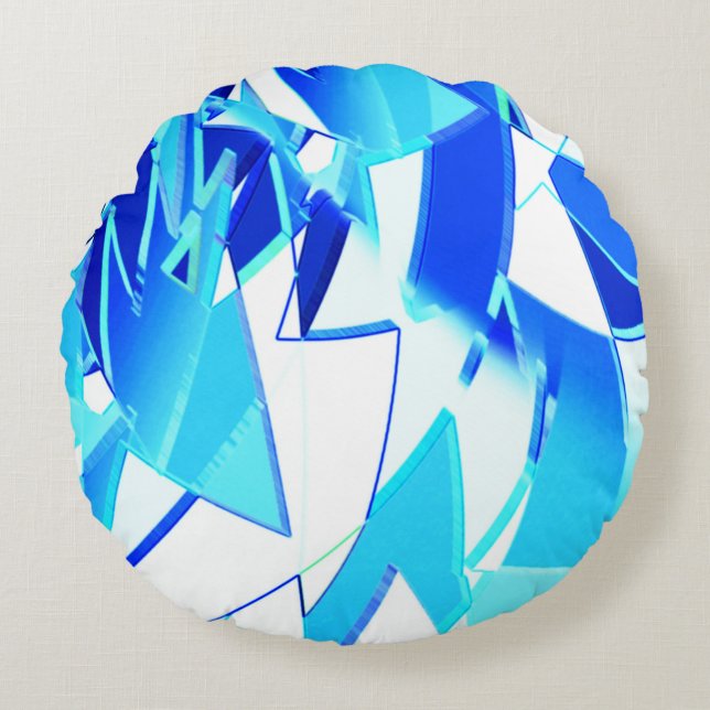 Clear blue image clippings twisted irregularly rundes kissen (Vorderseite)