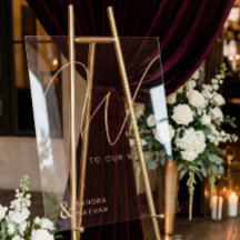 Clear Calligraphic Welcome to Our Wedding Sign