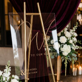 Clear Calligraphic Welcome to Our Wedding Sign Acrylschild