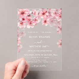 Clear Cherry Blossom Wedding Acryleinladungen