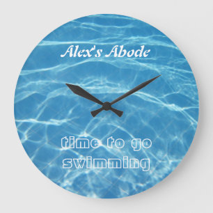 Clear Cool Blue Aquatic Pool Water Swimming Große Wanduhr