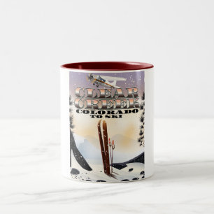 Clear Creek, Colorado-Ski-Plakat. Zweifarbige Tasse