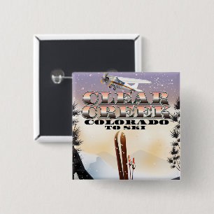 Clear Creek, Colorado Ski Poster. Button
