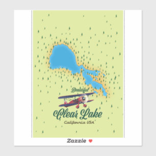Clear Lake California USA Map Aufkleber