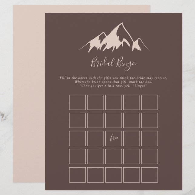 Clear Mountain Country Bridal Bingo Game (Vorne/Hinten)