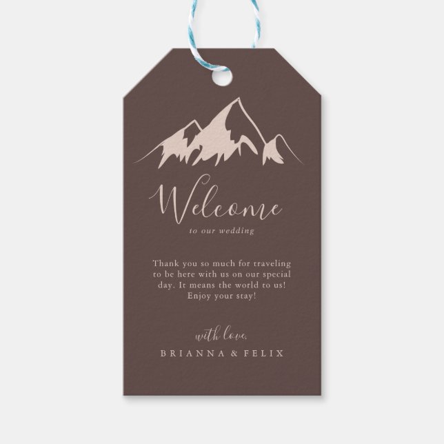 Clear Mountain Country Wedding Willkommen Geschenkanhänger (Vorderseite)