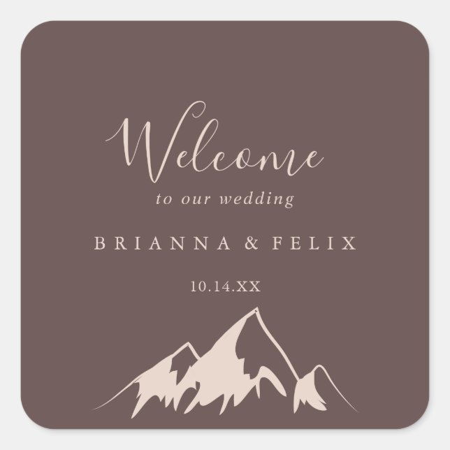 Clear Mountain Country Wedding Willkommen Quadratischer Aufkleber (Vorderseite)
