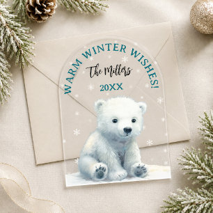 Clear Polar Bear Baby Christmas Card Acryleinladungen