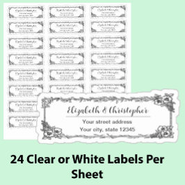 Clear Return Address Floral Custom Transparent Aufkleber