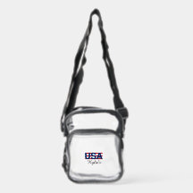 Clear Stadium Tasche - Rot & Blau USA Typografie