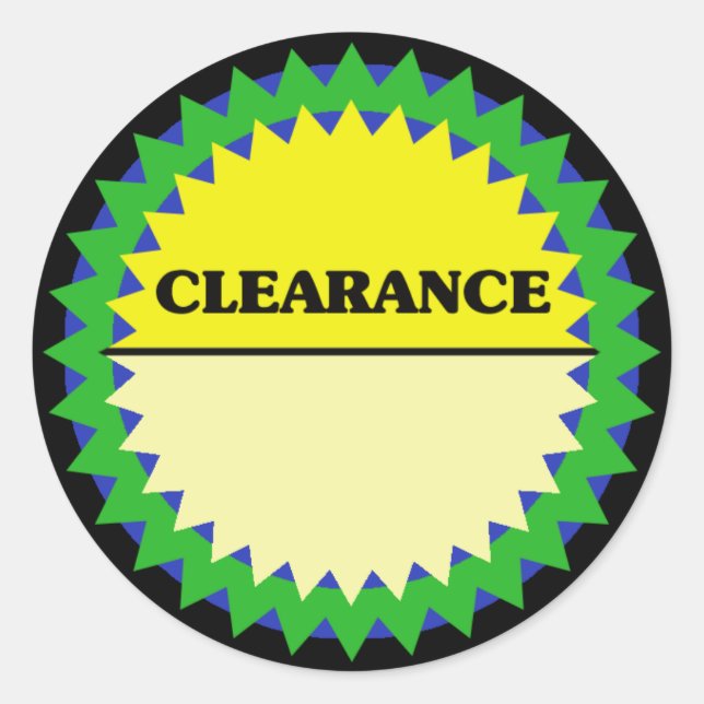 CLEARANCE PREIS TAG Aufkleber für den Einzelhandel (Vorderseite)