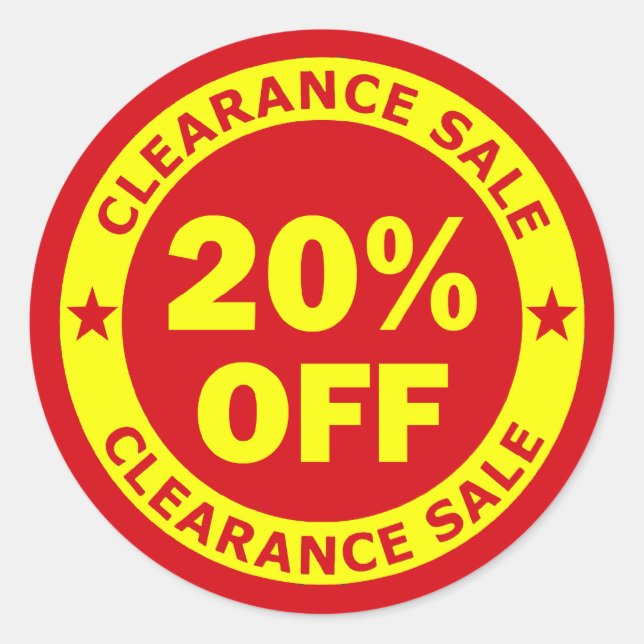 Clearance-Verkauf 20 % billiger Runder Aufkleber (Vorderseite)