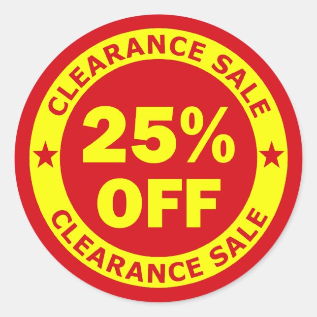 Clearance-Verkauf 25 % Runder Aufkleber (Vorderseite)