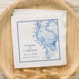 Clearwater Beach FL Map Elegant Navy Blue Wedding Serviette