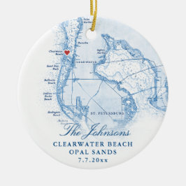 Clearwater Beach FL Map Neueste Weihnachten Keramik Ornament