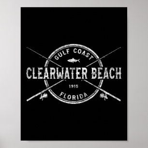 Clearwater Beach Fl Vintage gekreuzte Angelruten  Poster