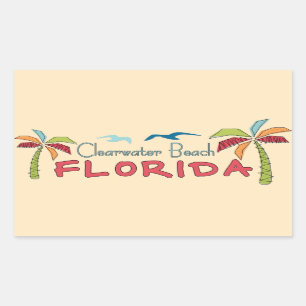 Clearwater Beach Florida künstlerische Palmen Rechteckiger Aufkleber