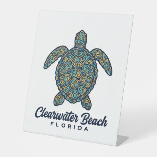 Clearwater Beach Florida Meeresschildkröte Vektor Sockelschild