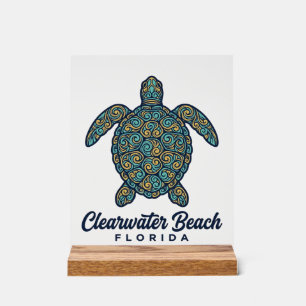 Clearwater Beach Florida Meeresschildkröte Vektord Acrylschild