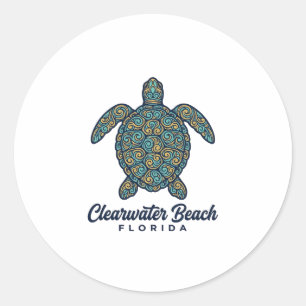 Clearwater Beach Florida Meeresschildkröte Vektord Runder Aufkleber