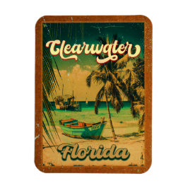 Clearwater Beach Florida Palm Tree Souvenirs 60er Magnet