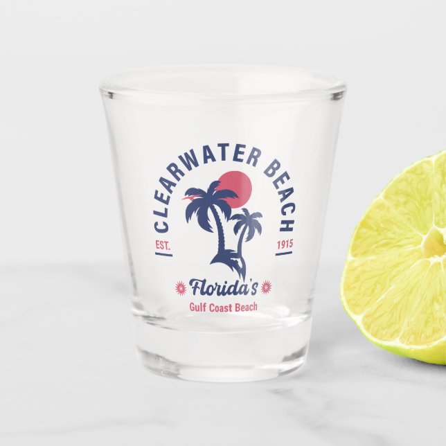 Clearwater Beach Florida Palm Tree Souvenirs 60er Schnapsglas (Vorderseite)