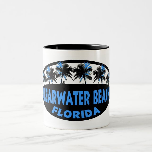 Clearwater Beach Florida Palmen Zweifarbige Tasse (Mittel)
