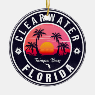 Clearwater Beach Florida Retro-Sonnenuntergang-Sou Keramik Ornament
