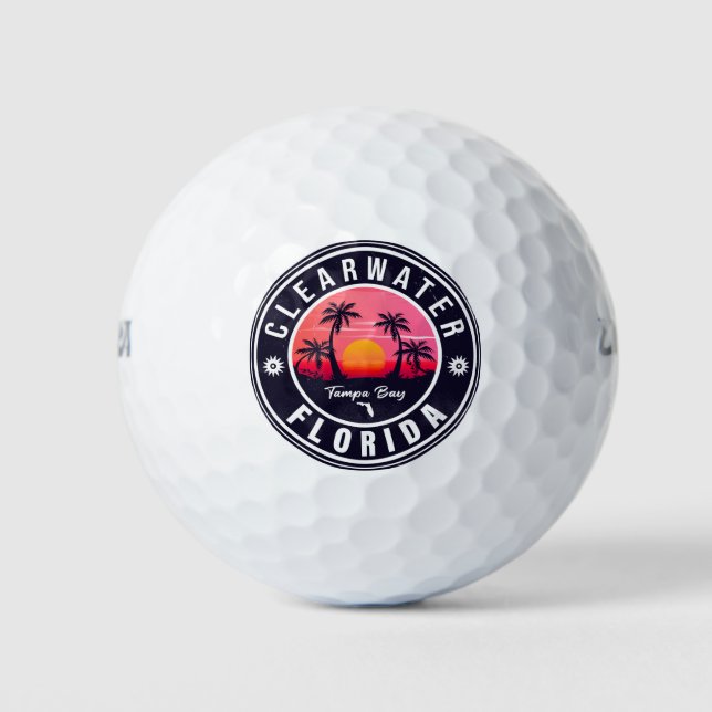 Clearwater Beach Florida Retro Sunset Souvenirs Golfball (Vorderseite)