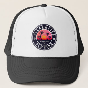 Clearwater Beach Florida Retro Sunset Souvenirs Truckerkappe