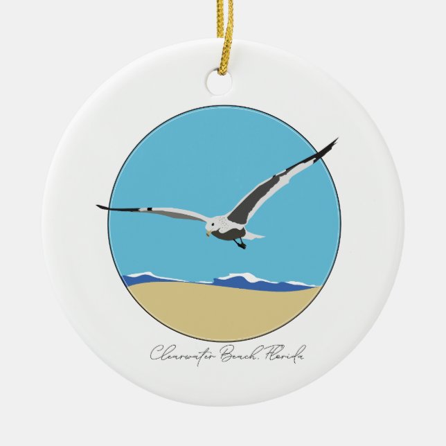Clearwater Beach, Florida Sea Gull am Strand Keramik Ornament (Vorne)