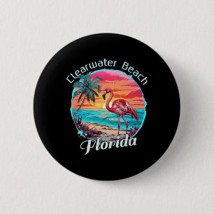 Clearwater Beach Florida Strand Flamingo Tropisch Button