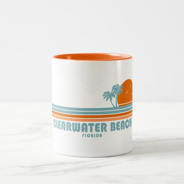 Clearwater Beach Florida Sun Palm Trees Zweifarbige Tasse (Mittel)