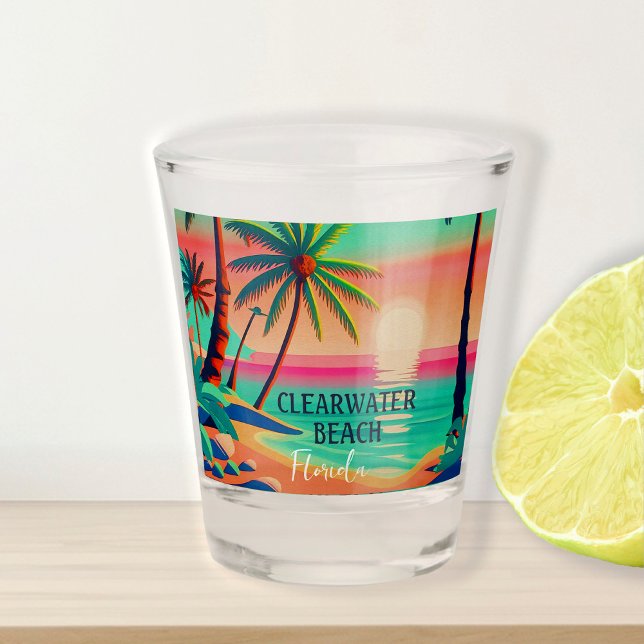 Clearwater Beach Florida Tropical Palm Tree 1950s Schnapsglas (Von Creator hochgeladen)