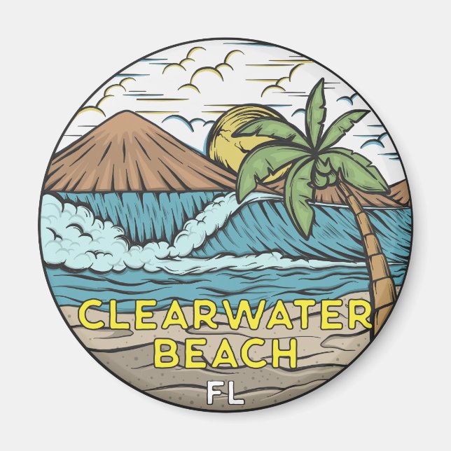 Clearwater Beach Florida Vintag Magnet (Vorne)